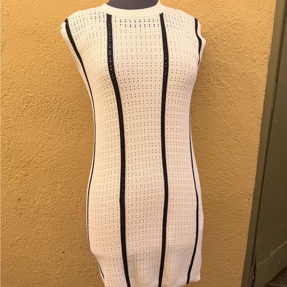 Anine Bing Lanie Knit Cream and Black Mini Dress - Picture 5 of 6